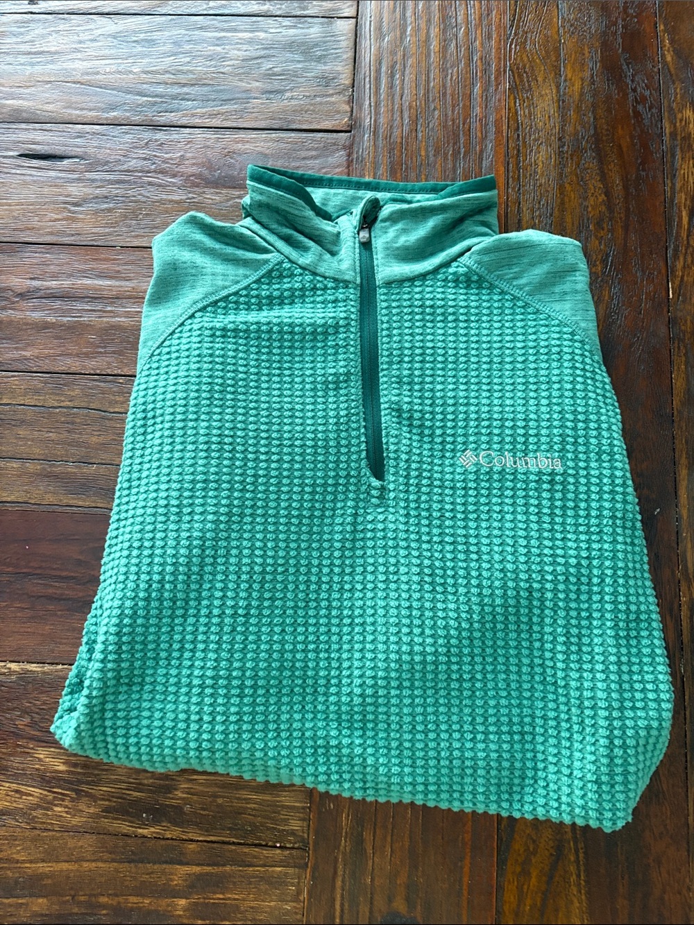 Columbia Men’s Teal Half-Zip Waffle Knit Pullover